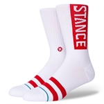 Stance OG Classic Basketball Crew Socks - White/Red