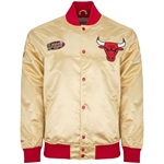 Mitchell & Ness NBA Fashion Lightweight Gold Satin Jacket - Chicago Bulls