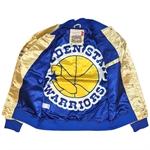 Mitchell & Ness NBA Fashion Lightweight Gold Satin Jacket - Golden State Warriors